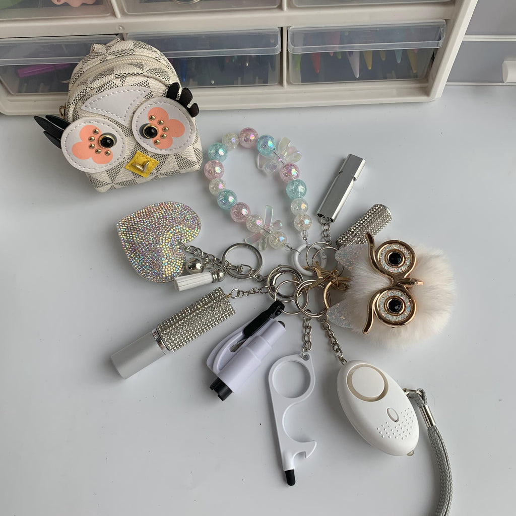 Owl Whistle Alarm Window Breaker Keychain Set