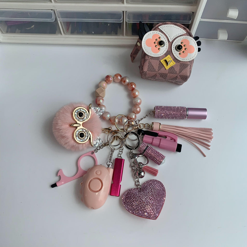 Owl Whistle Alarm Window Breaker Keychain Set